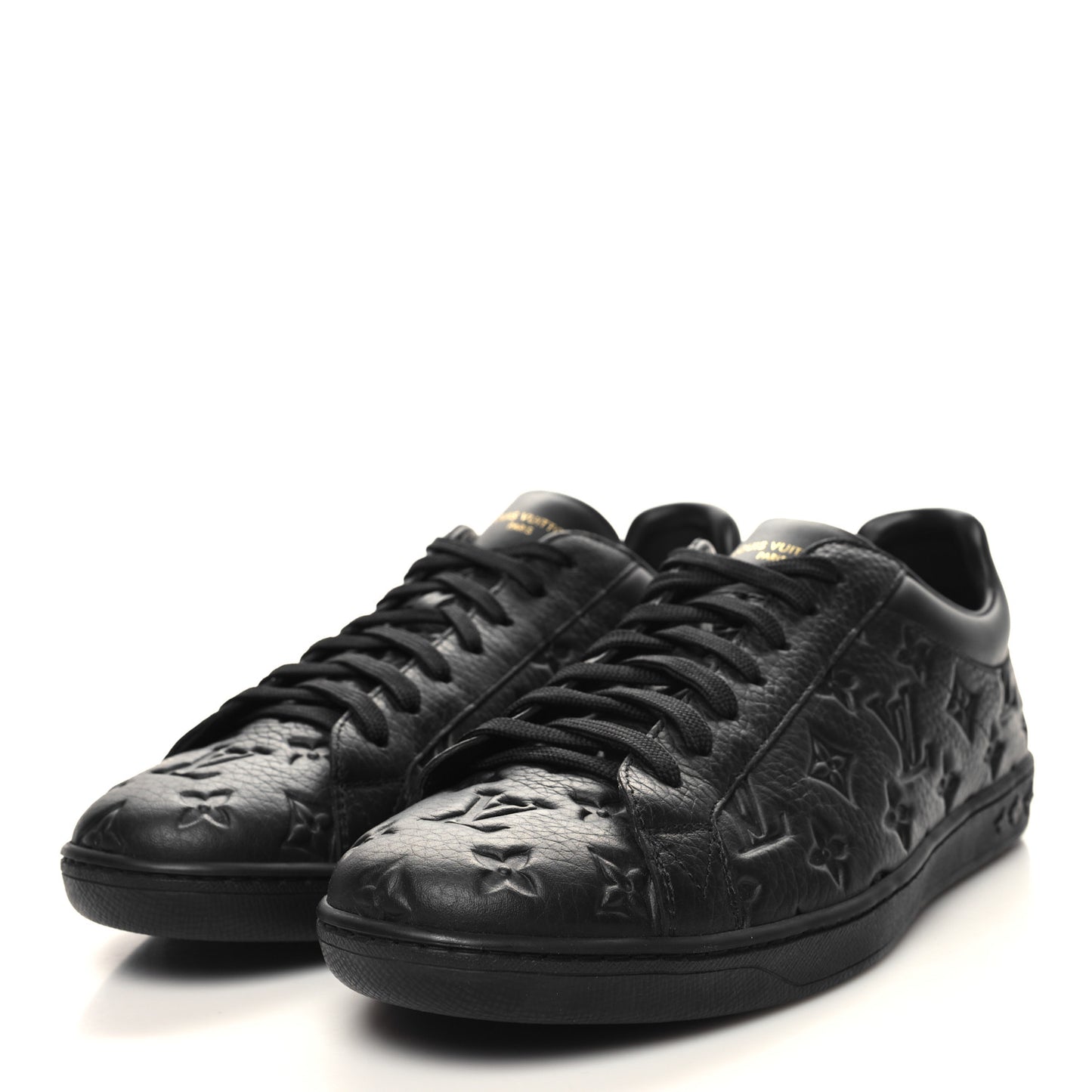 Grained Calfskin Embossed Monogram Mens Luxembourg Sneakers 9.5 Black