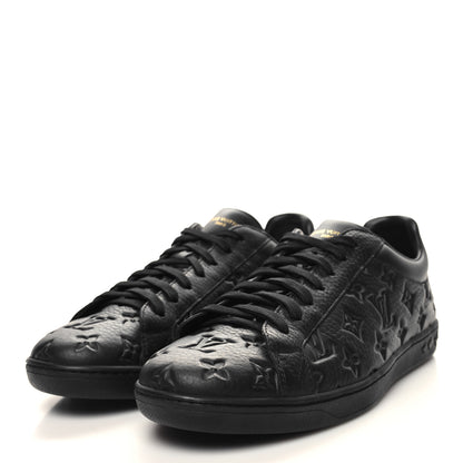 Louis Vuitton Grained Calfskin Embossed Monogram Mens Luxembourg Sneakers 9.5 Black 3 of 8