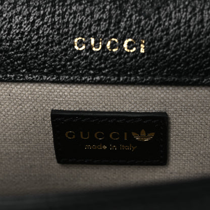 Gucci X ADIDAS Textured Dollar Calfskin Web Trefoil Mini Horsebit 1955 Shoulder Bag Black Off White 6 of 11