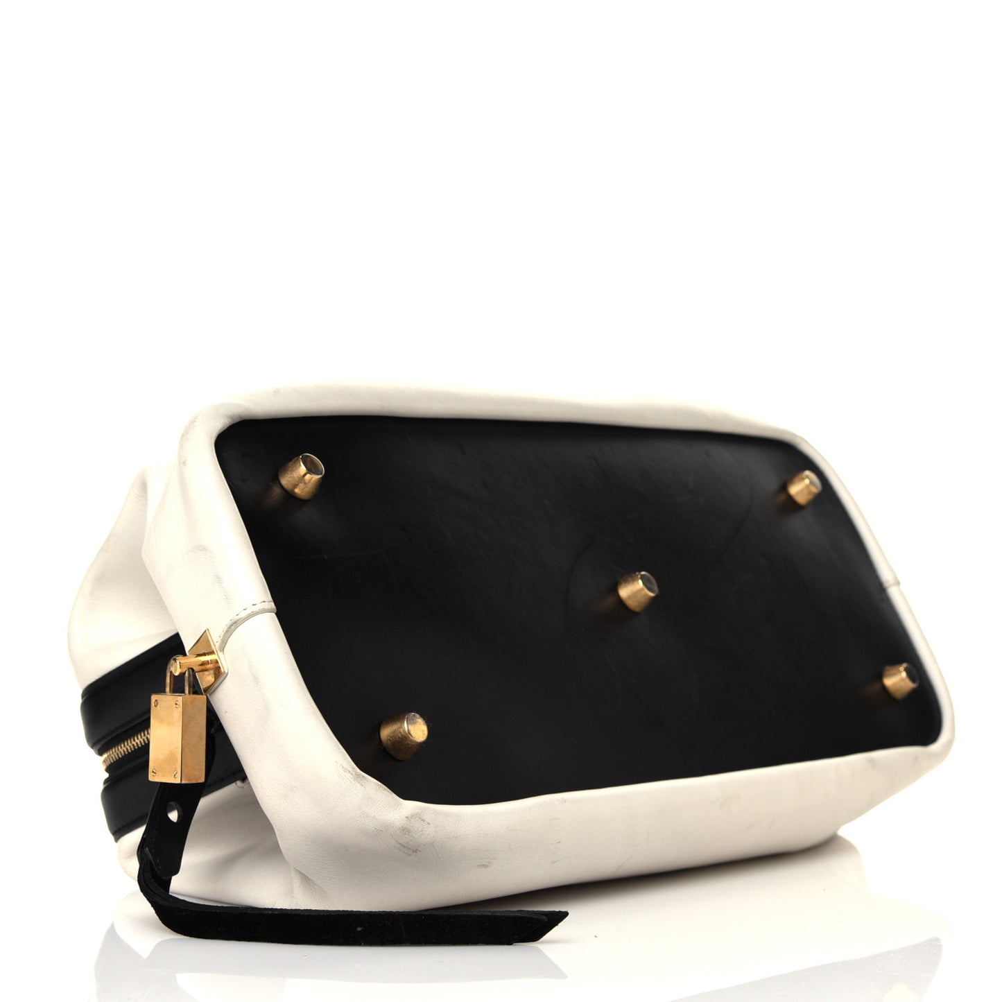 Satin Calfskin Long Frame Doctor Bag Black Cream