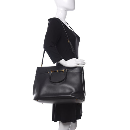 Gucci Textured Calfskin Large Bright Bit Tote Black 2 of 14