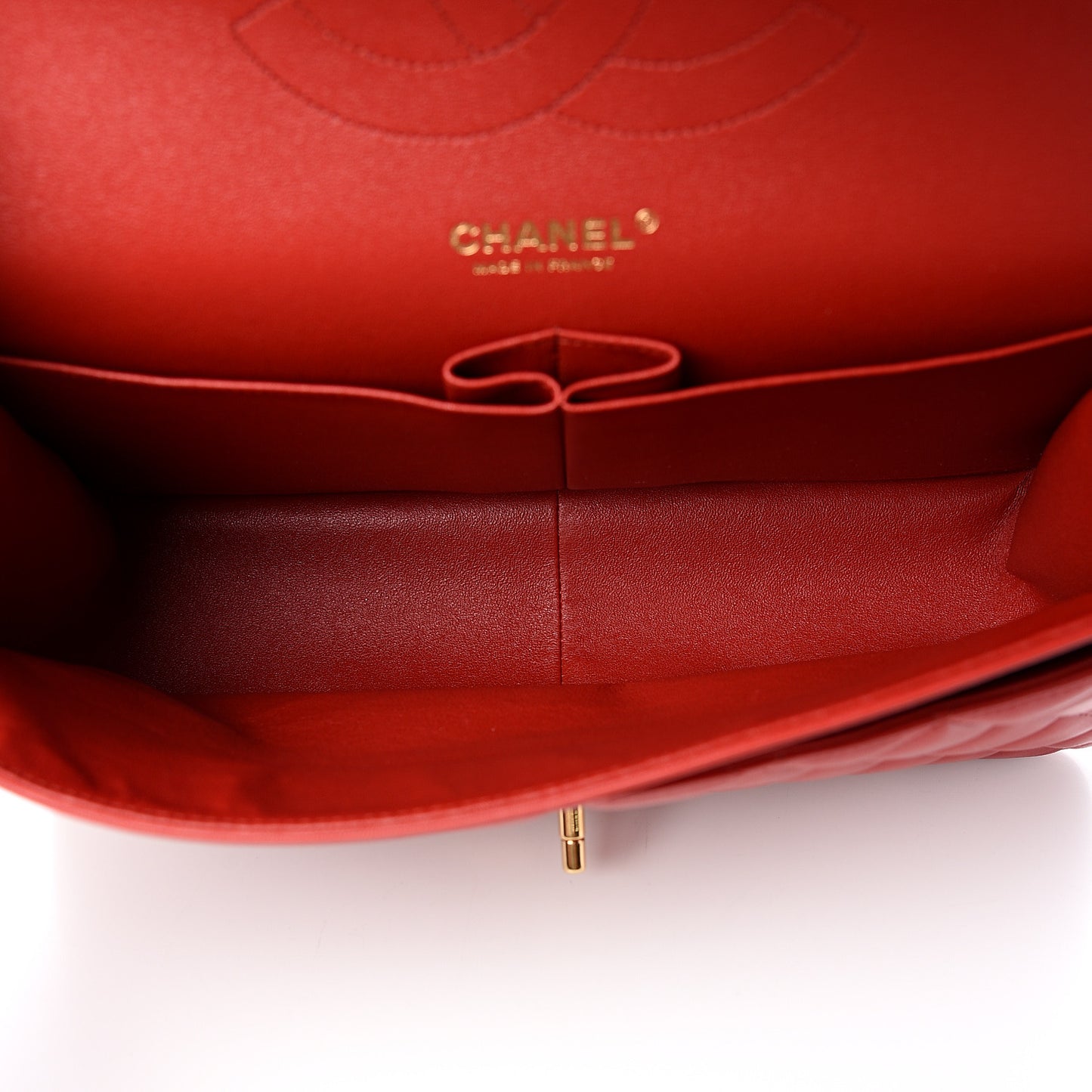Lambskin Quilted Jumbo Double Flap Red