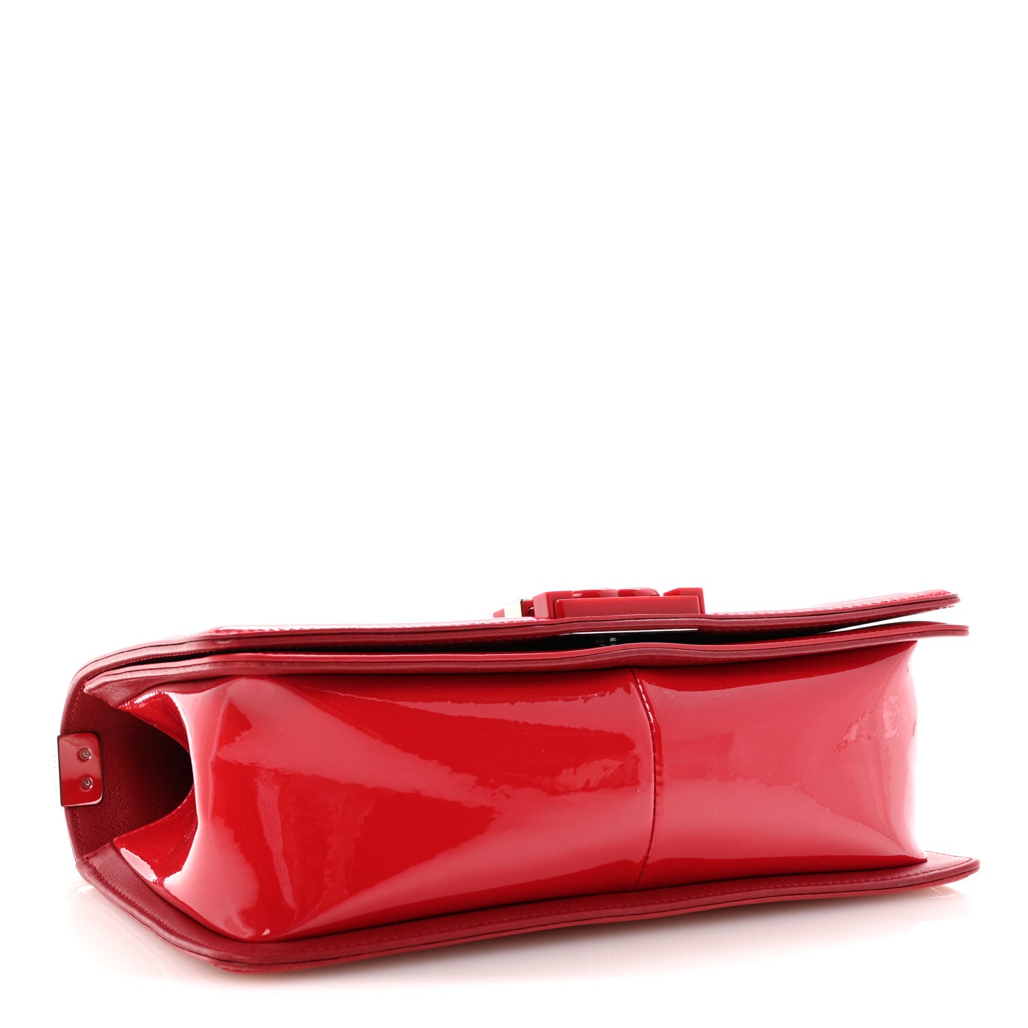 Chanel Patent Calfskin Quilted Medium Plexiglass Boy Flap Red 4 of 11