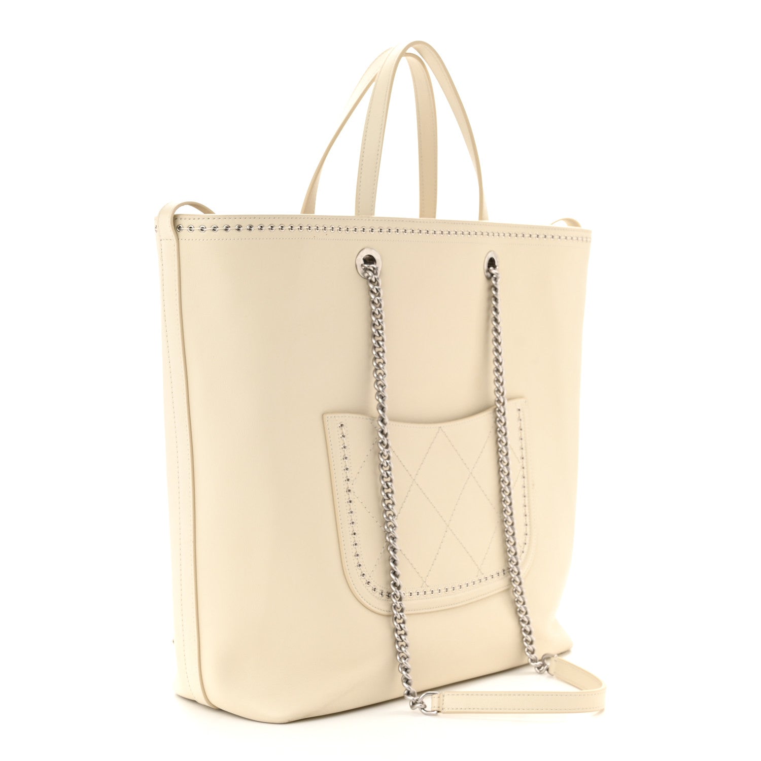 Chanel Calfskin Large Coco Eyelets Shopping Tote White 3 of 13