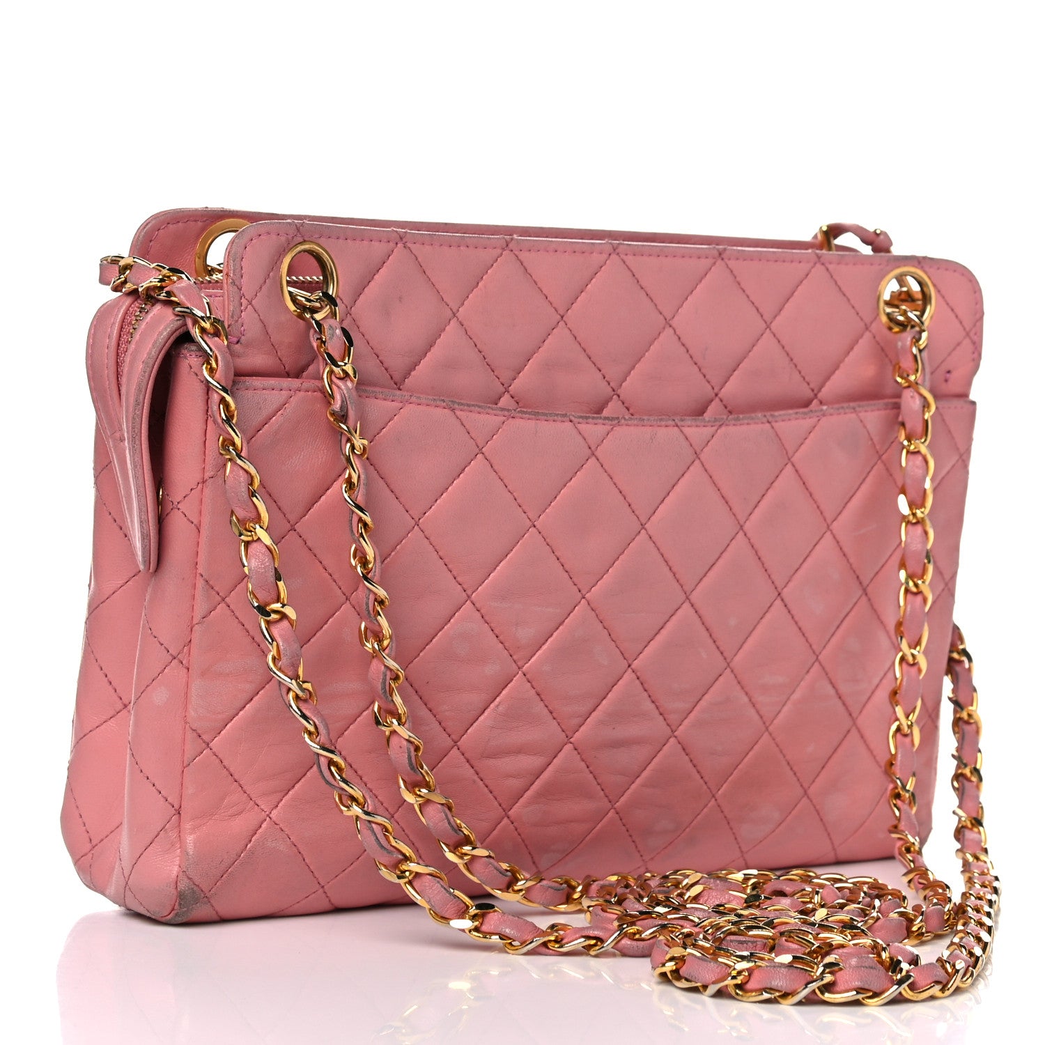 Chanel Lambskin Quilted Pocket Flap Shoulder Bag Pink 3 of 43