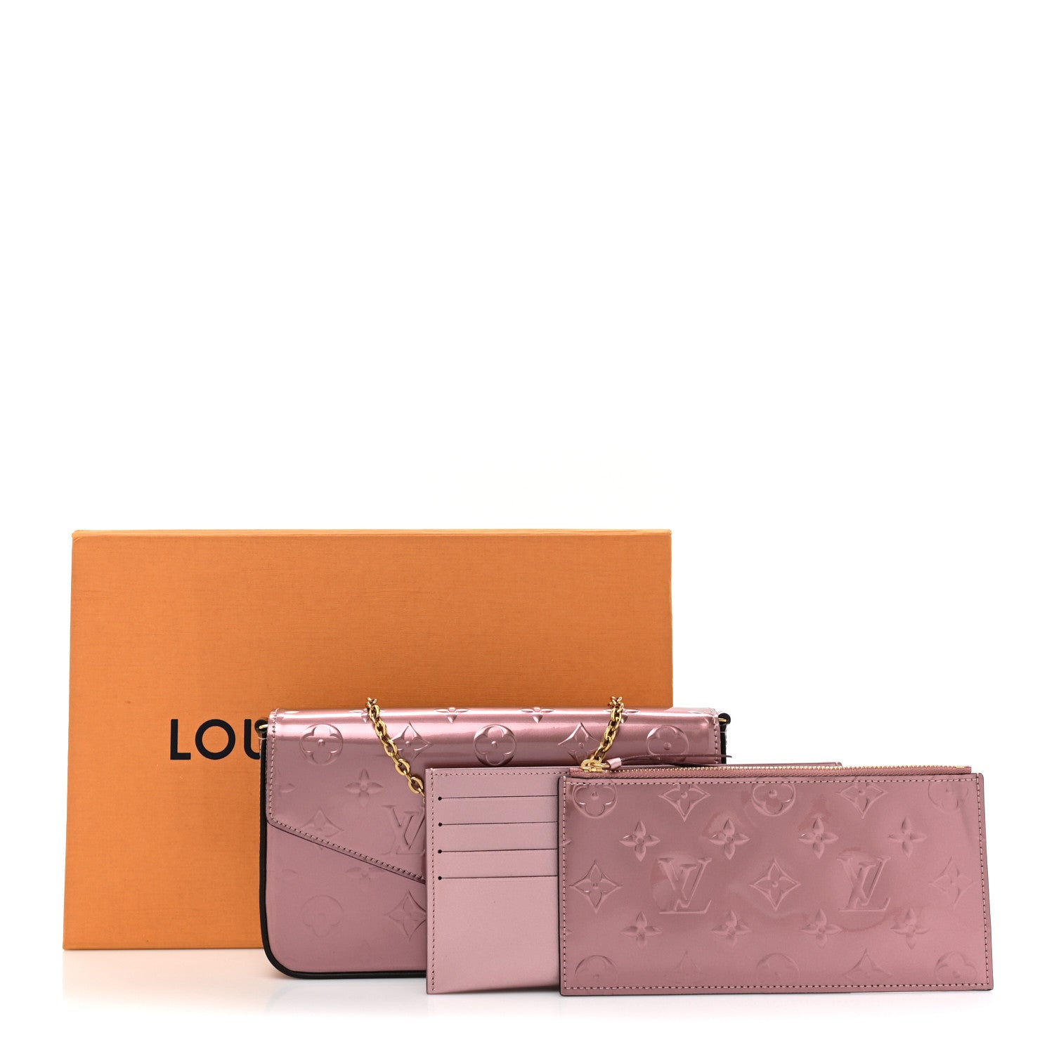 Louis Vuitton Vernis Pochette Felicie Chain Wallet Metallic Pale Pink 12 of 12