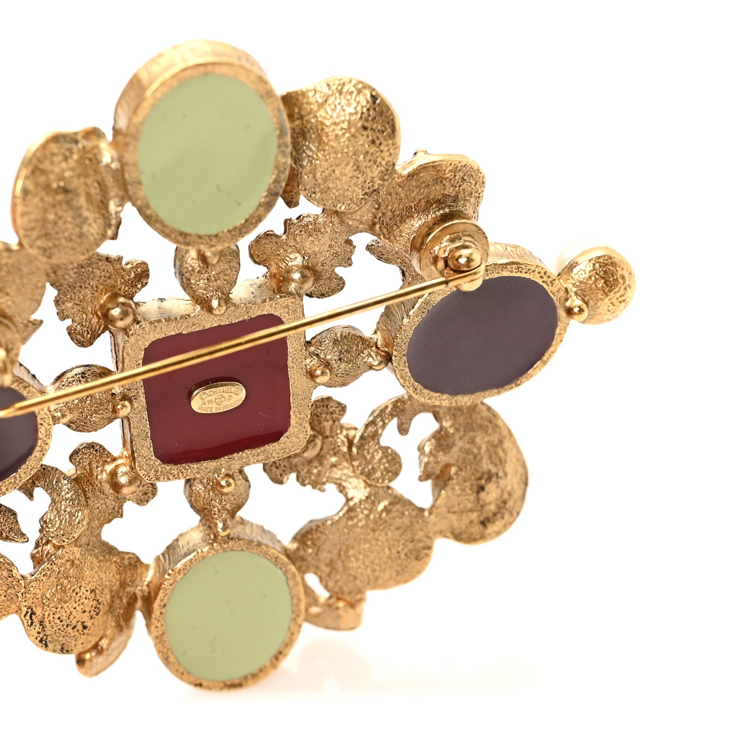 Chanel Resin Gripoix Poured Glass Crystal CC Brooch Multicolor 3 of 4