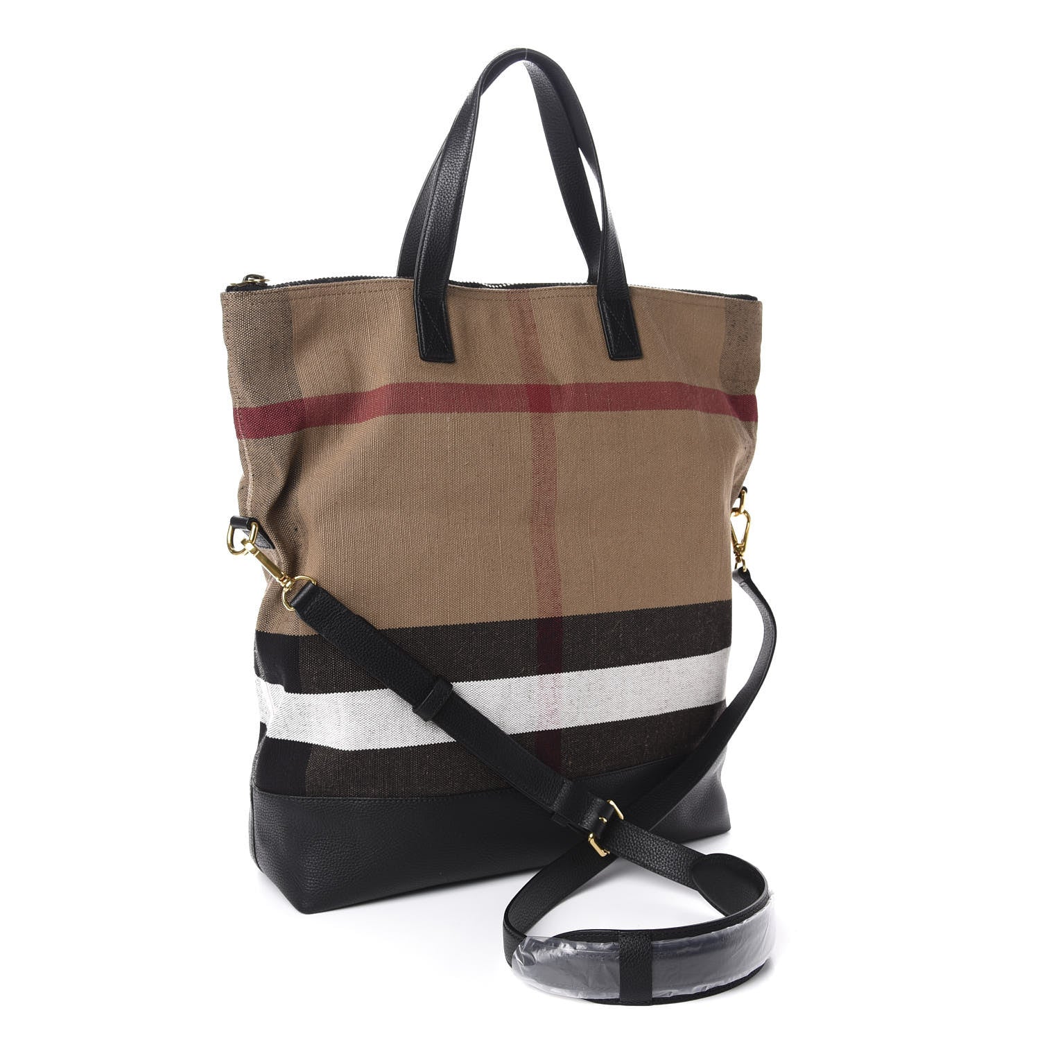 Burberry Grainy Calfskin Mega Check Armley Folding Messenger Black 4 of 11