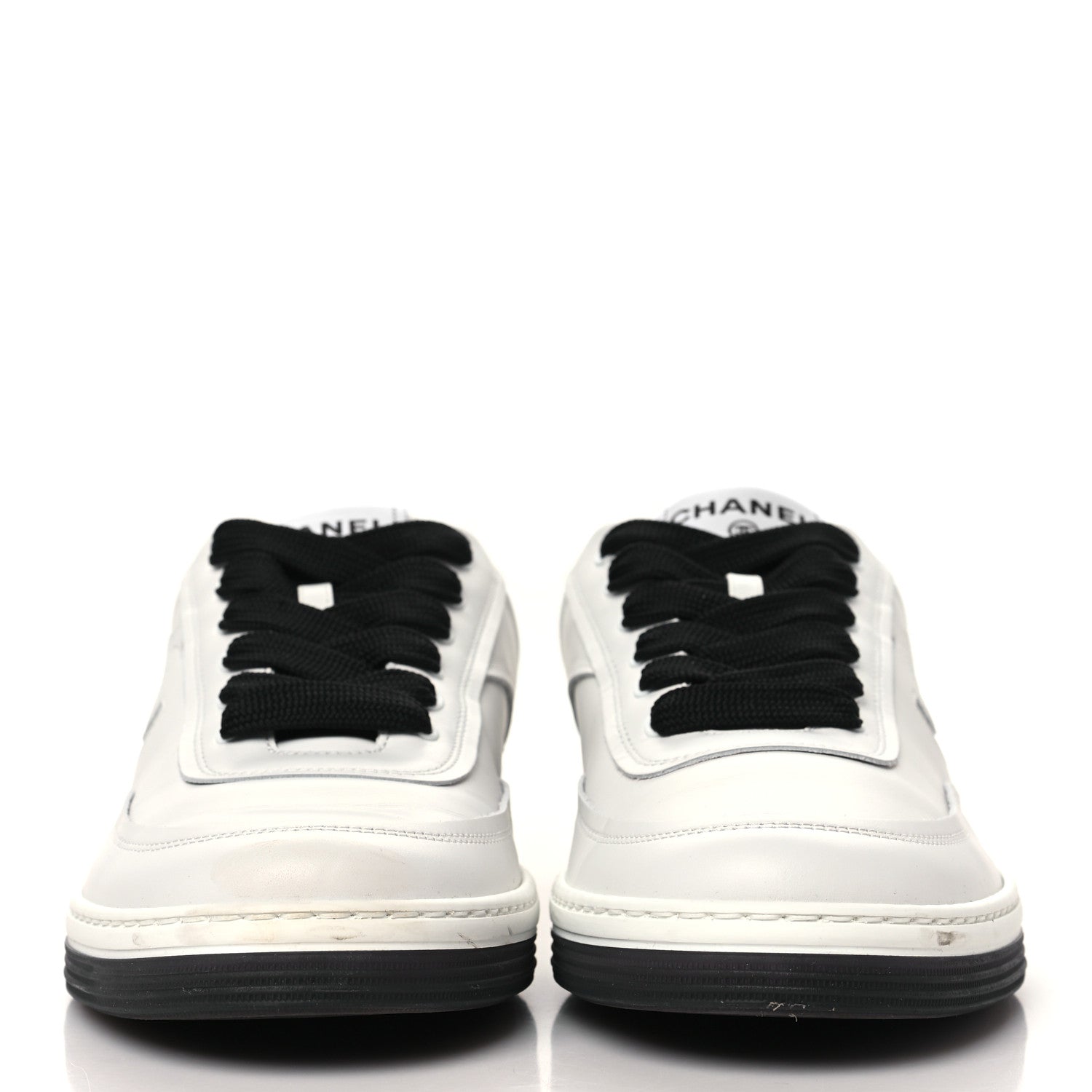 Chanel Calfskin CC Womens Sneakers 40 White Black 3 of 9