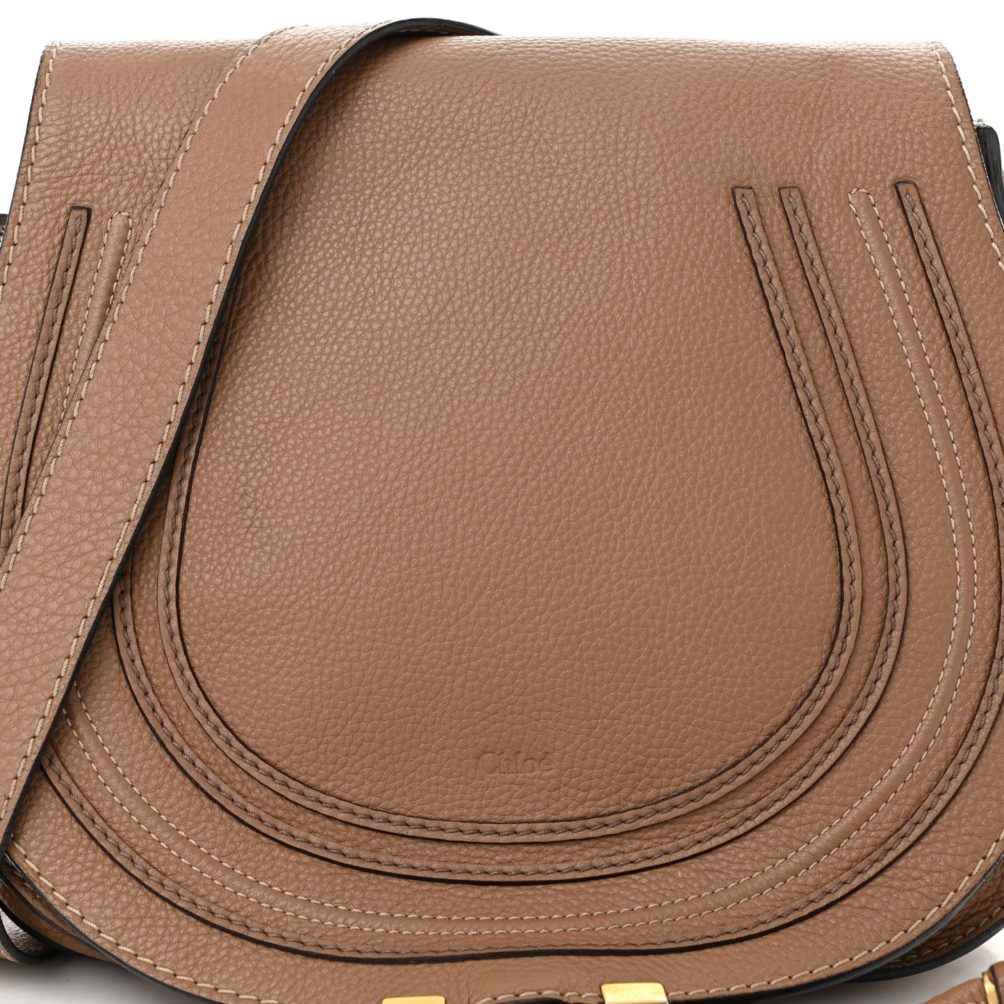 Calfskin Medium Marcie Round Crossbody Bag Nut
