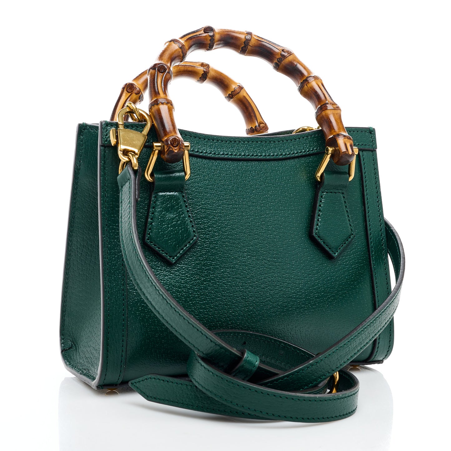 Textured Dollar Calfskin Mini Diana Tote Bag Vintage Green Pink