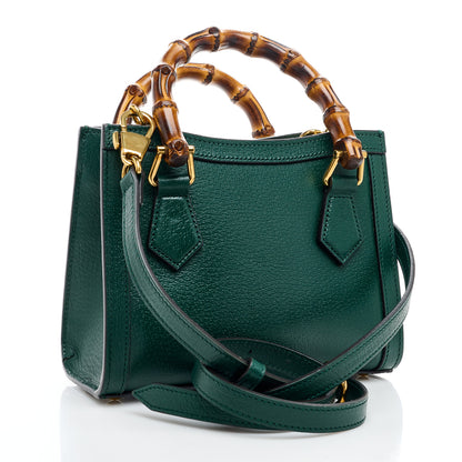 Gucci Textured Dollar Calfskin Mini Diana Tote Bag Vintage Green Pink 3 of 9