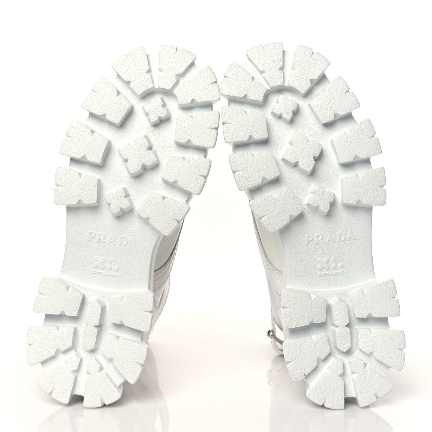 Prada Spazzolato Rois Re-Nylon Metal Triangle Logo Mens Monolith Pouch Pocket 60mm Combat Boots 6 White 5 of 9