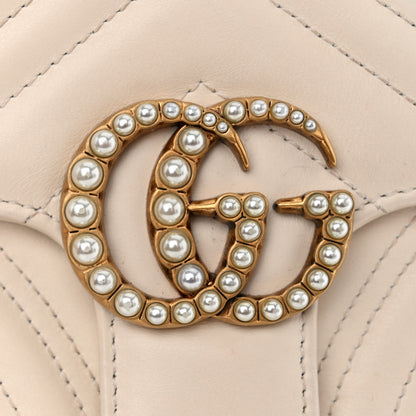 Gucci Calfskin Matelasse Pearly GG Marmont Chain Belt Bag Mystic White 12 of 15
