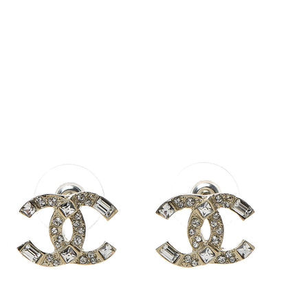 Chanel Crystal Baguette CC Earrings Gold 1 of 5