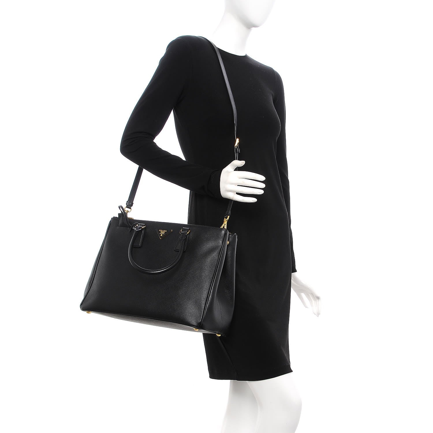 Prada Saffiano Large Galleria Double Zip Tote Black 2 of 15