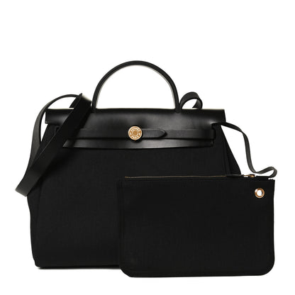 Hermes Military Toile Vache Hunter Herbag Zip Retourne 31 PM Black 1 of 10