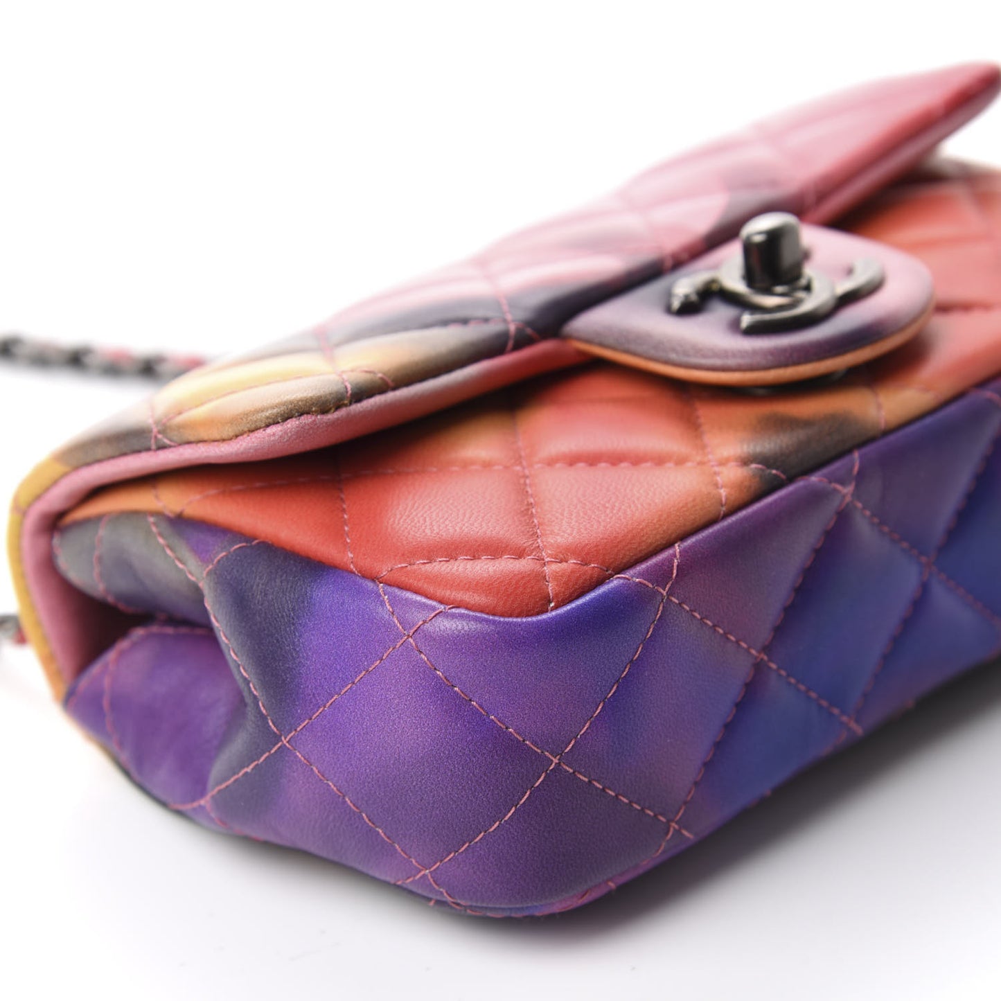 Lambskin Quilted Extra Mini Flower Power Flap Multicolor