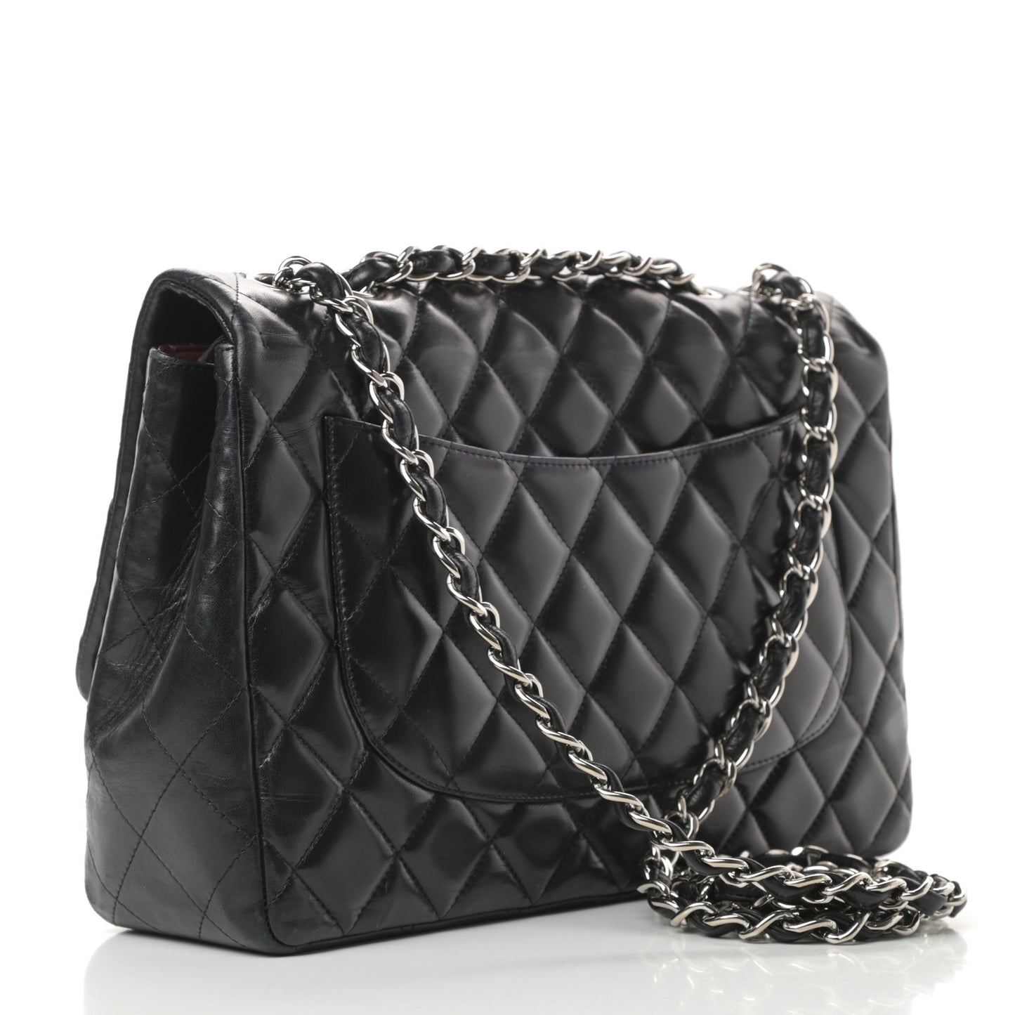 Lambskin Quilted Jumbo Single Flap Black