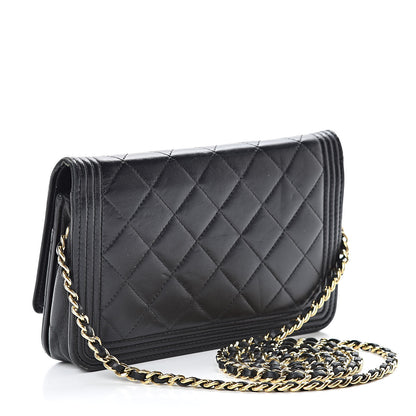 Chanel Lambskin Quilted Boy Wallet On Chain WOC Black 3 of 18