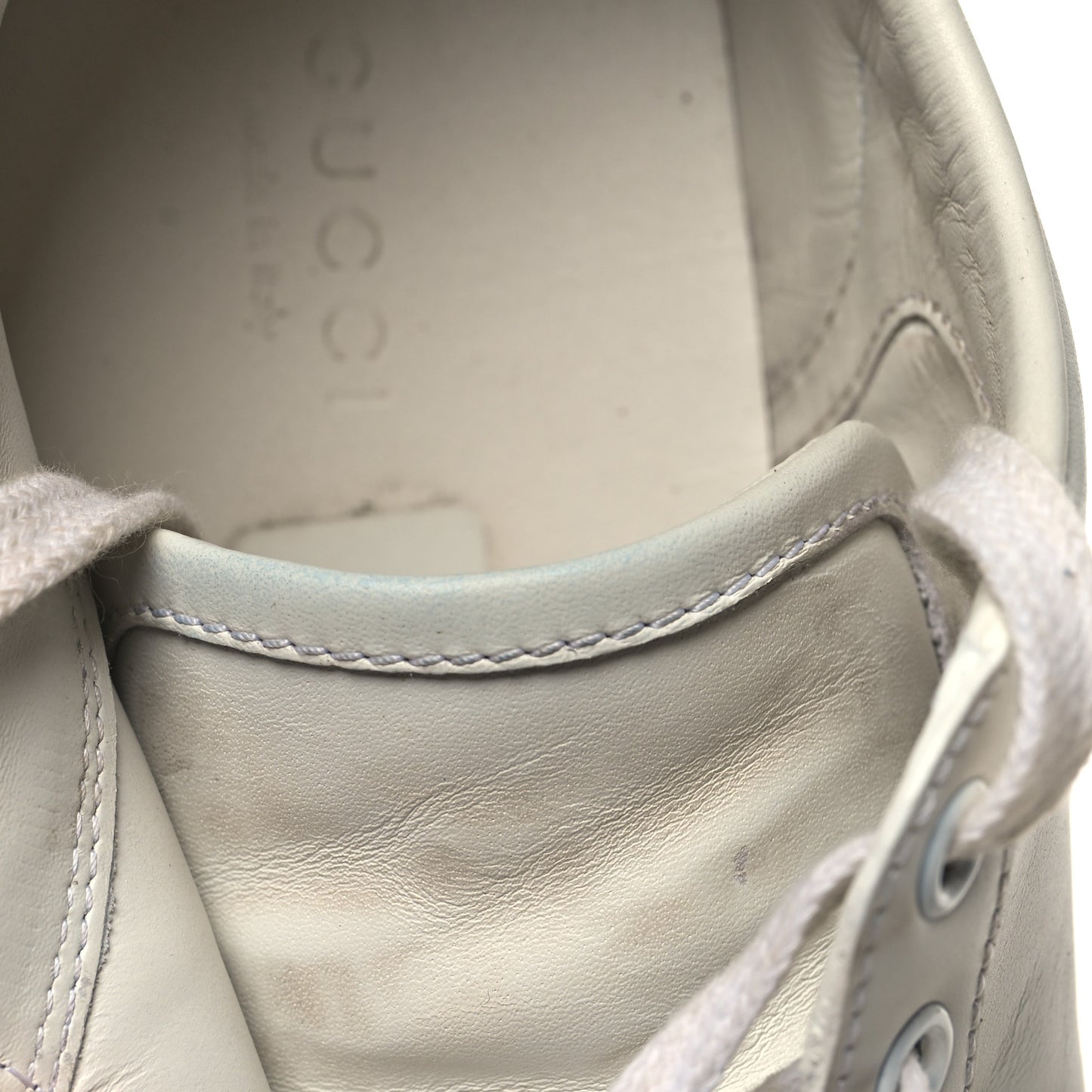Calfskin Web Crystal Womens Mouth Ace Sneakers 37.5 White