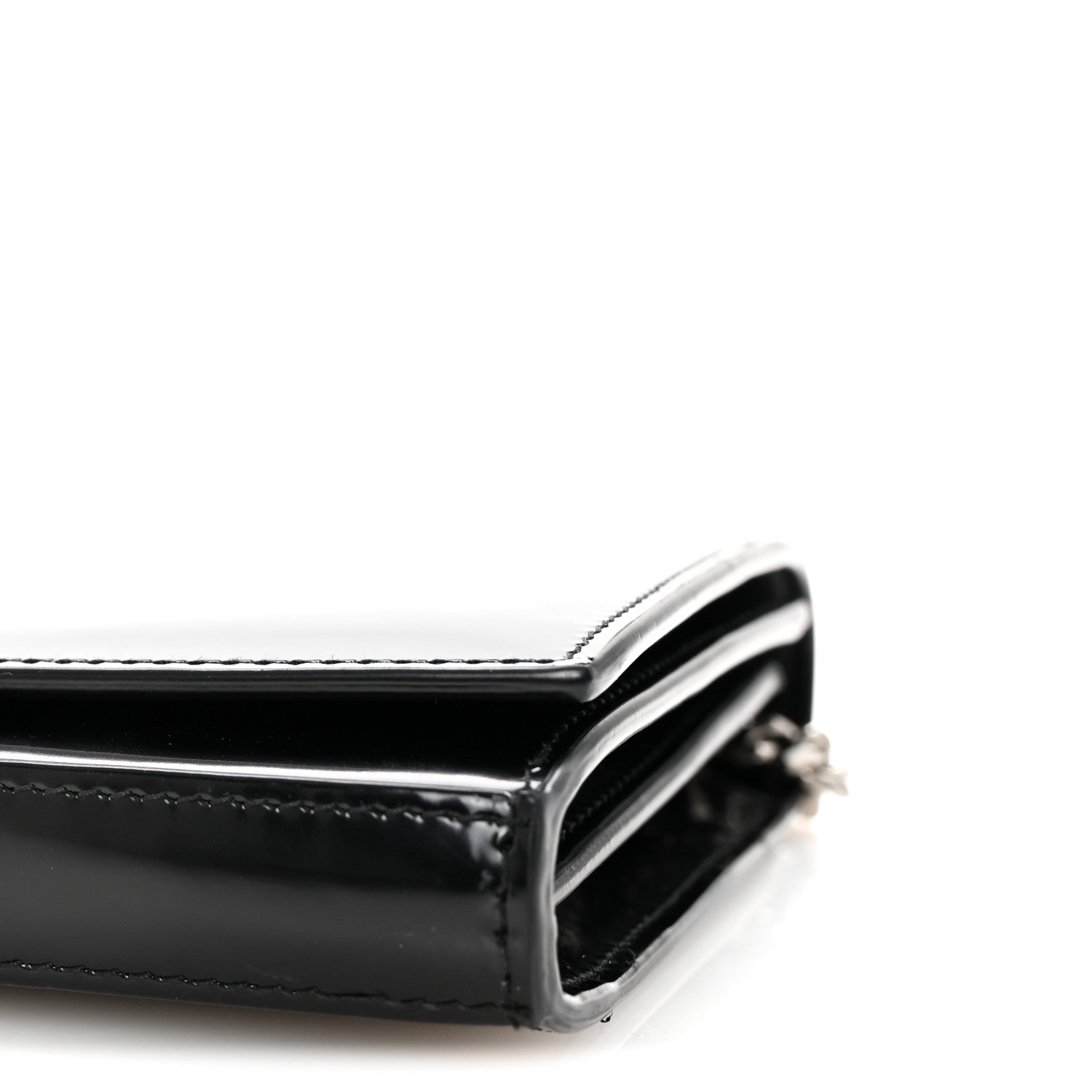 Saint Laurent Glazed Calfskin Cassandre Wallet On Chain WOC Black 9 of 9