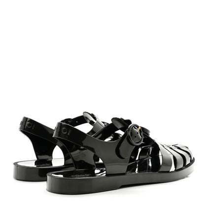 Gucci Shiny Rubber Mens Double G Buckle Strap Sandals 9 Black 4 of 8