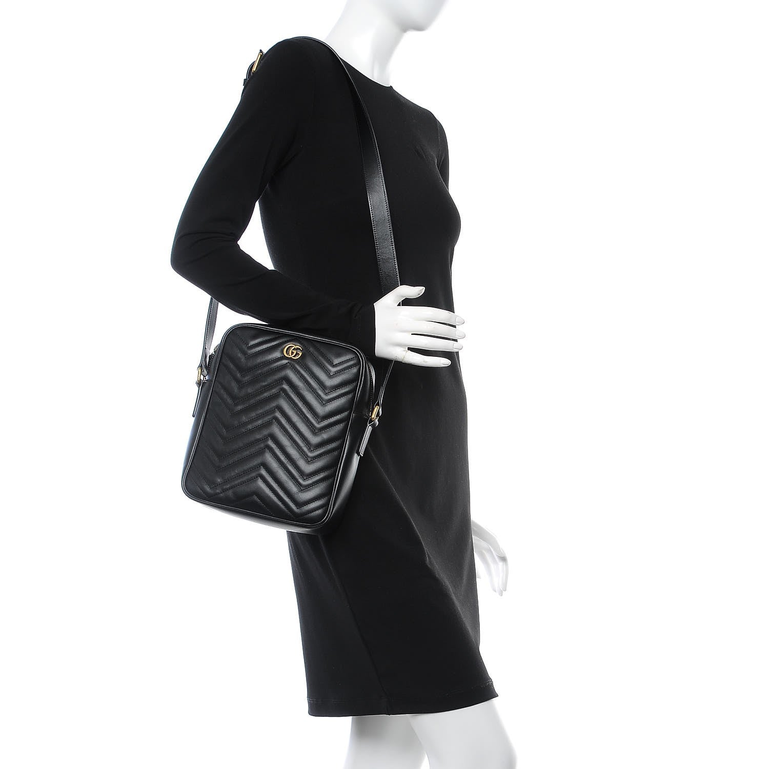 Gucci Calfskin Matelasse GG Marmont Travel Bag Black 2 of 7