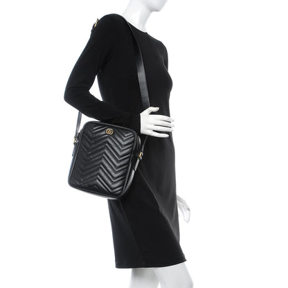 Gucci Calfskin Matelasse GG Marmont Travel Bag Black 2 of 7