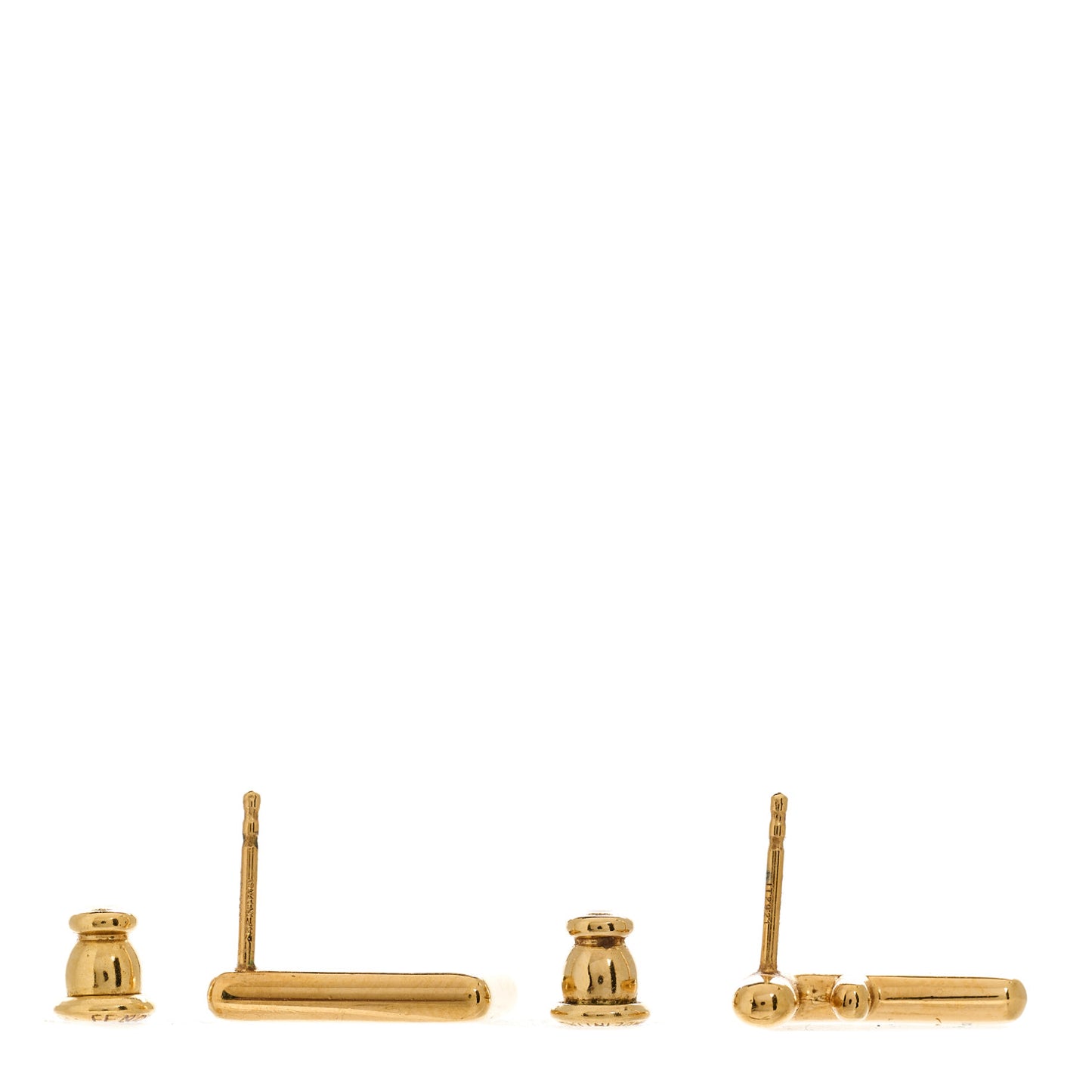 Metal FF Stud Earrings Gold