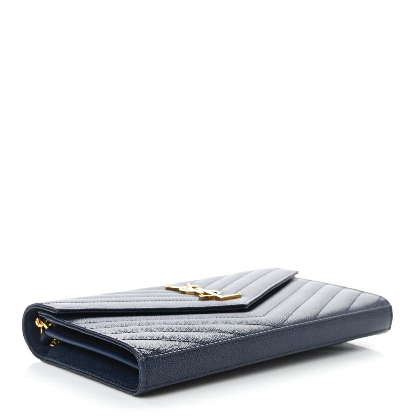Grain De Poudre Matelasse Chevron Monogram Chain Wallet Deep Marine