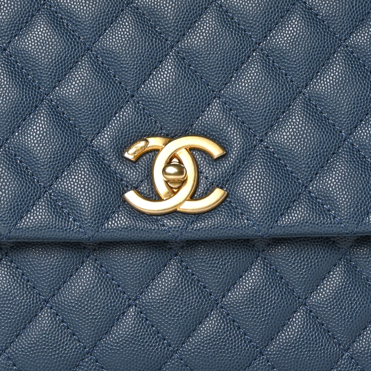 Caviar Quilted Small Coco Handle Flap Blue