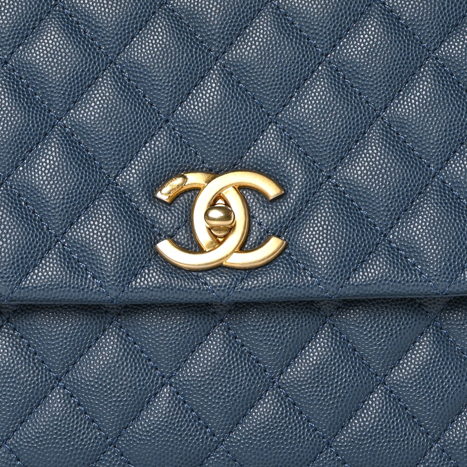 Chanel Caviar Quilted Small Coco Handle Flap Blue 8 of 10