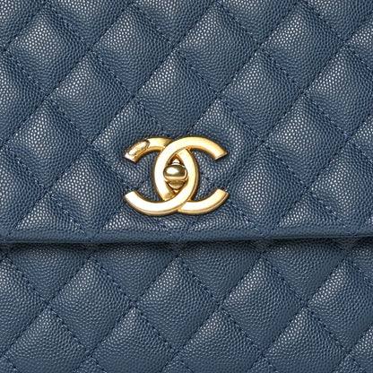 Chanel Caviar Quilted Small Coco Handle Flap Blue 8 of 10