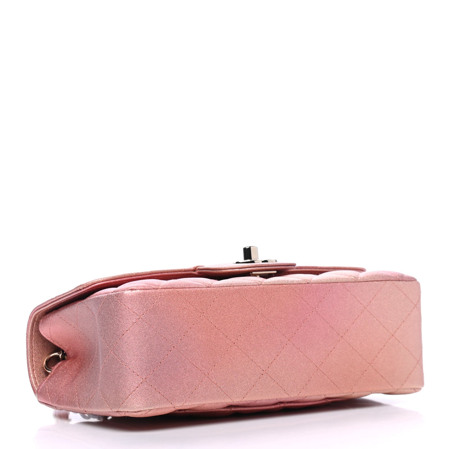 Metallic Lambskin Quilted Ombre Mini Rectangular Flap Pink