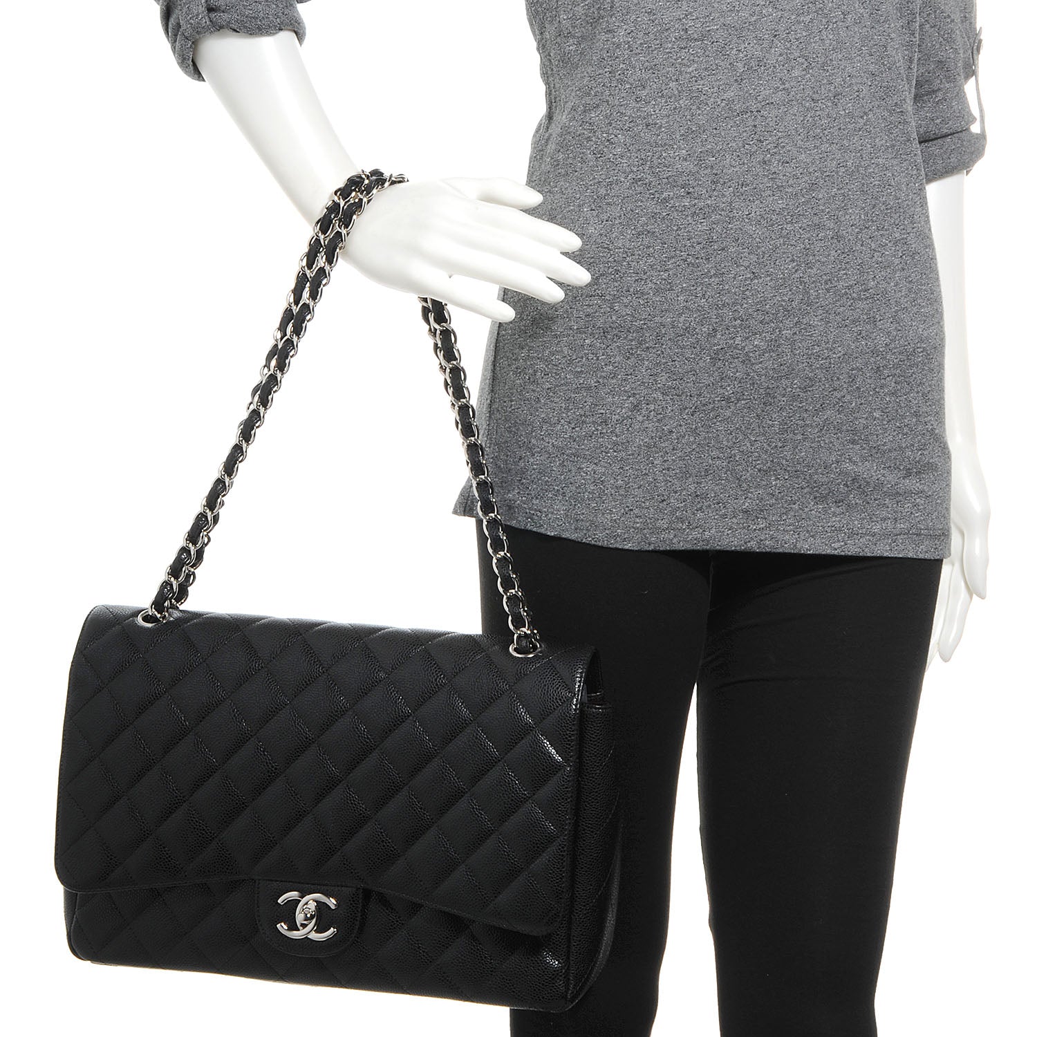 Chanel Caviar Quilted Maxi Double Flap Black 2 of 8