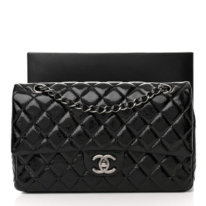 Chanel Distressed Patent Quilted Medium Double Flap Black 11 of 11