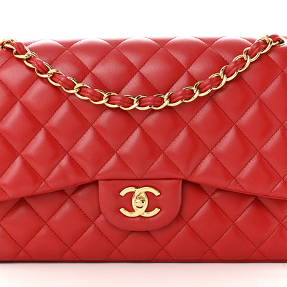 Chanel Lambskin Quilted Jumbo Double Flap Red 8 of 11
