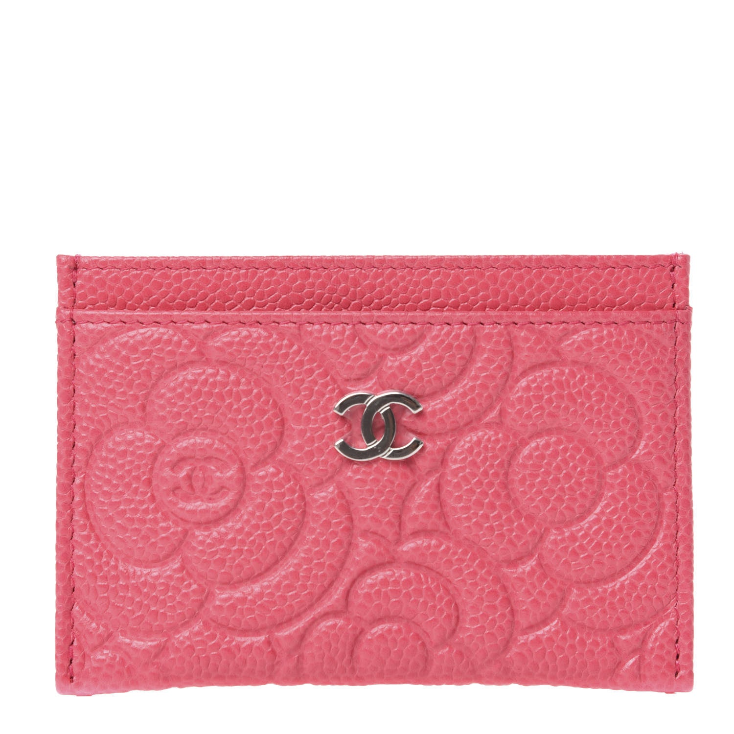 Chanel Caviar Camellia Embossed Card Holder Pink 1 of 8