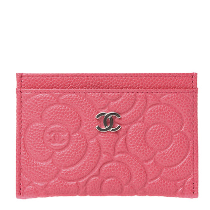 Chanel Caviar Camellia Embossed Card Holder Pink 1 of 8