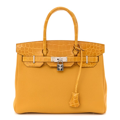 Hermes Togo Shiny Niloticus Crocodile Birkin Touch 30 Jaune Ambre 1 of 14