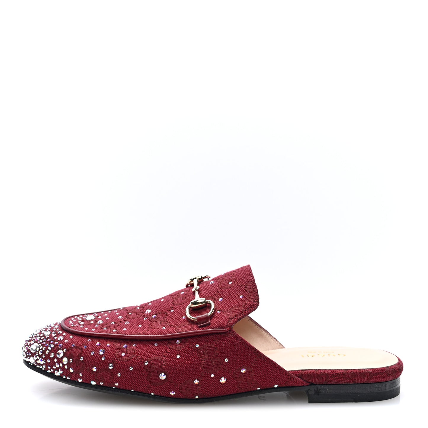 Crystal Canvas GG Monogram Nappa Womens Princetown Slippers 37.5 Rosso Ancora
