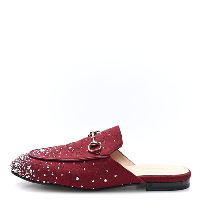 Gucci Crystal Canvas GG Monogram Nappa Womens Princetown Slippers 37.5 Rosso Ancora 1 of 9