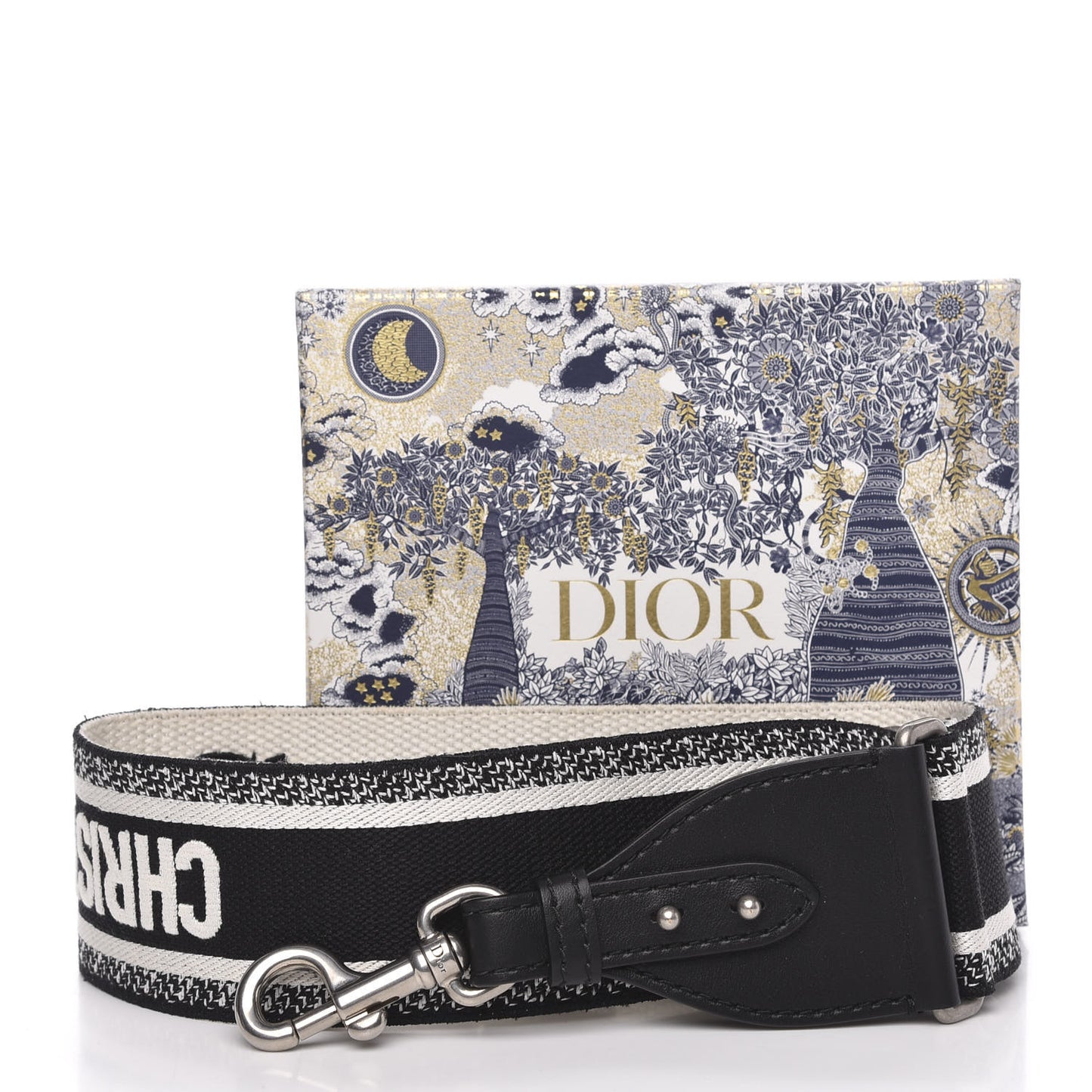 Canvas Embroidered Shoulder Strap Black White
