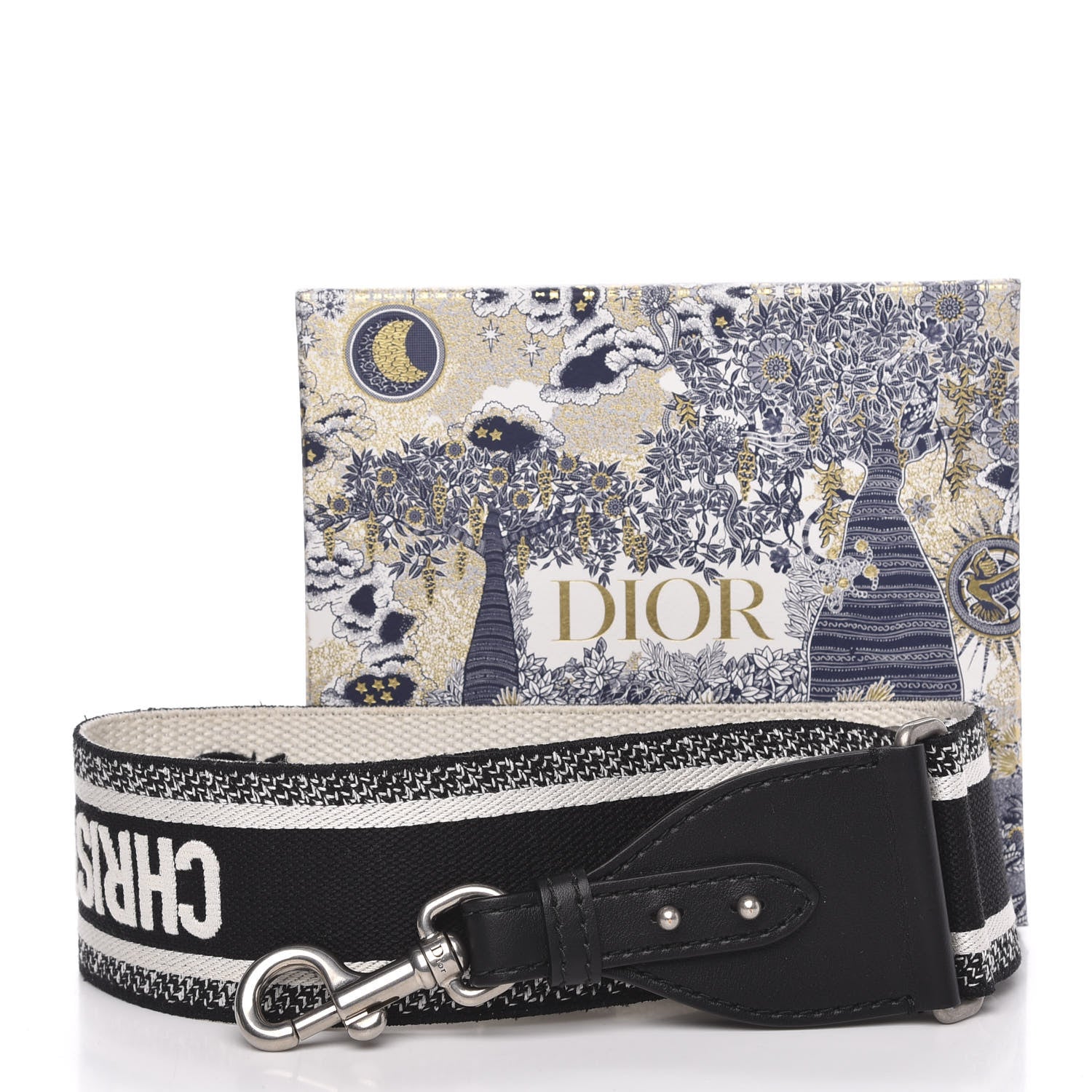 Christian Dior Canvas Embroidered Shoulder Strap Black White 5 of 5