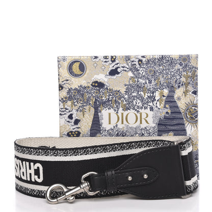 Christian Dior Canvas Embroidered Shoulder Strap Black White 5 of 5