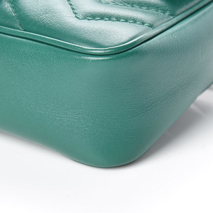 Gucci Calfskin Matelasse Super Mini GG Marmont Shoulder Bag Emerald Green 9 of 10