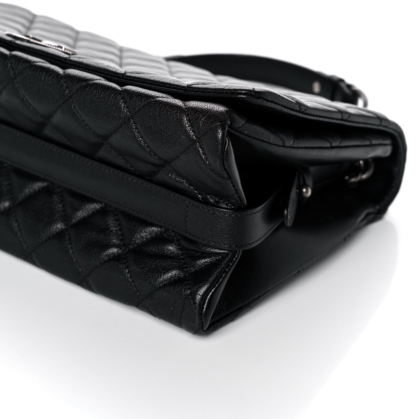 Goatskin Quilted Large City Rock Flap Black