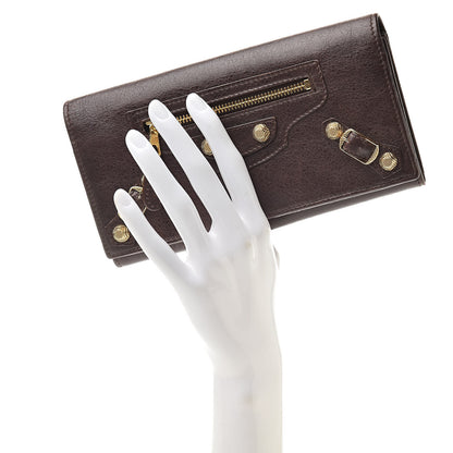 Balenciaga Agneau Giant 12 Gold Hardware Money Wallet Cigare Fonce 2 of 11