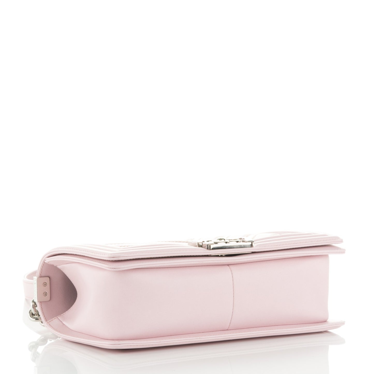 Lambskin Iridescent PVC Medium Boy Flap Light Pink Silver